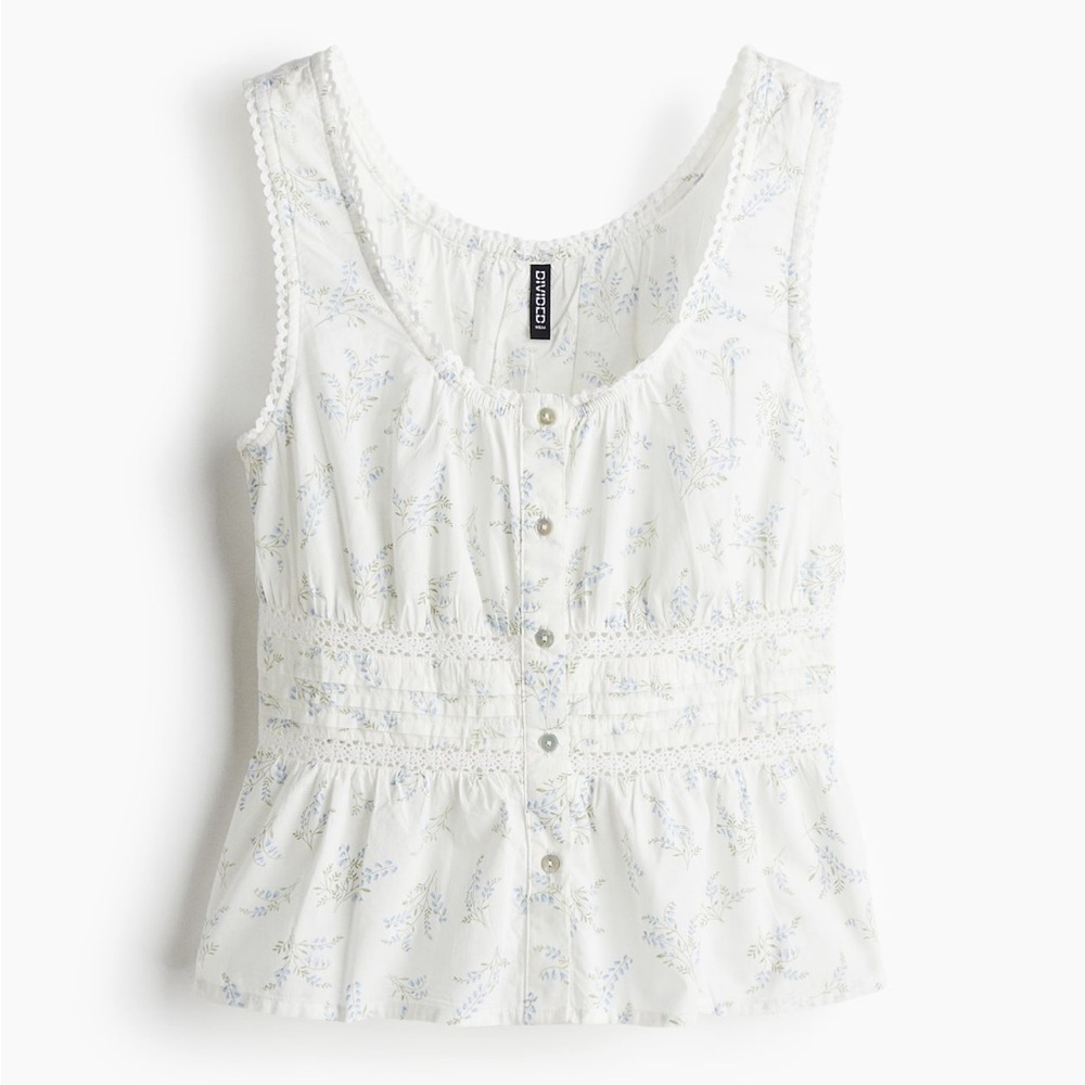 H&M White Floral Tank Top